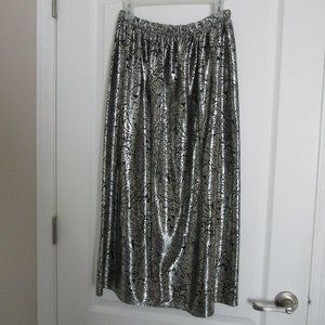 silver metallic printed skirt